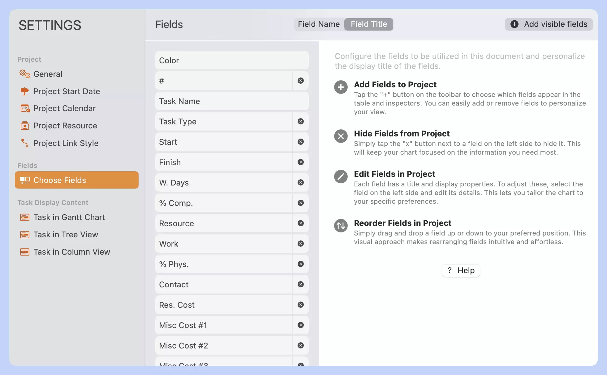 Task Fields
