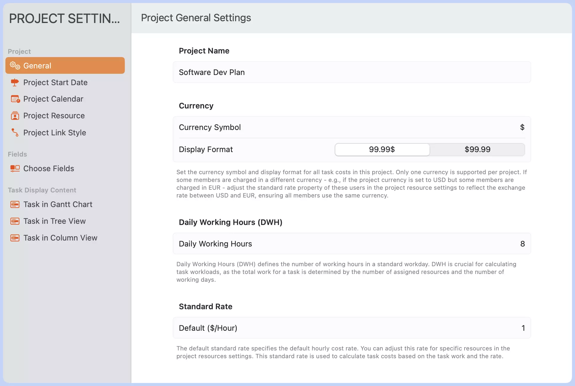 Project Settings