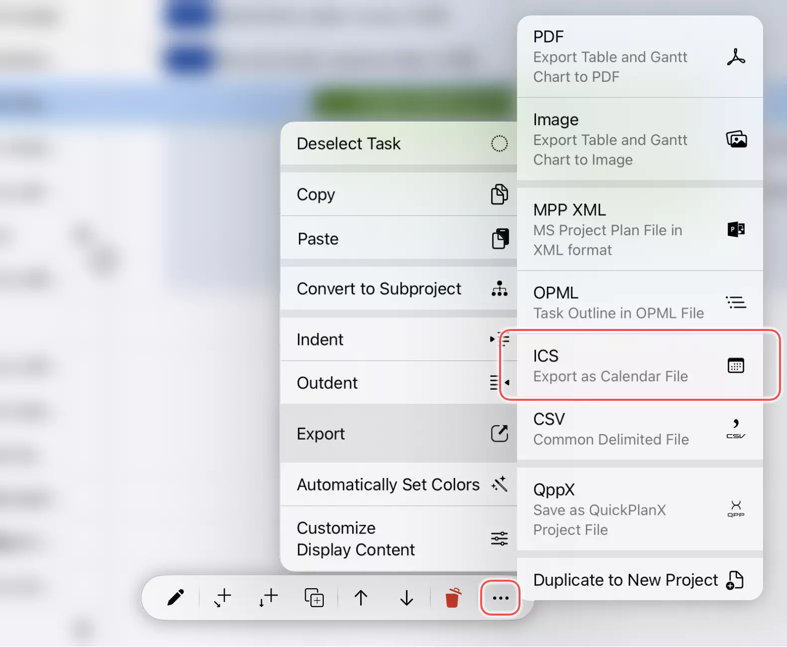 Eine Aufgabengruppe in eine ICS-Datei auf dem iPad exportieren
