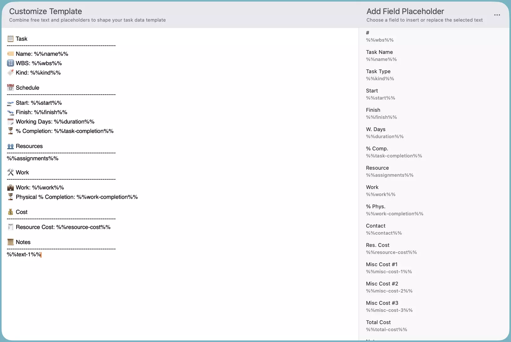 Éditeur de modèle de texte