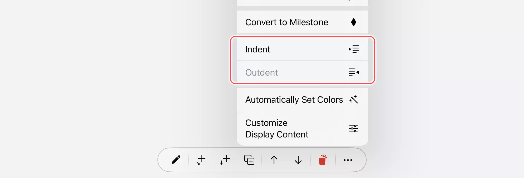 Indent and Outdent