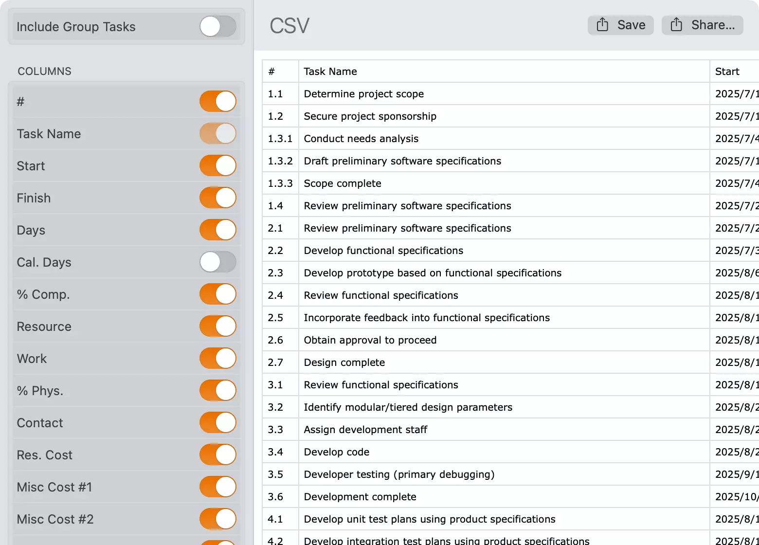 导出为 CSV